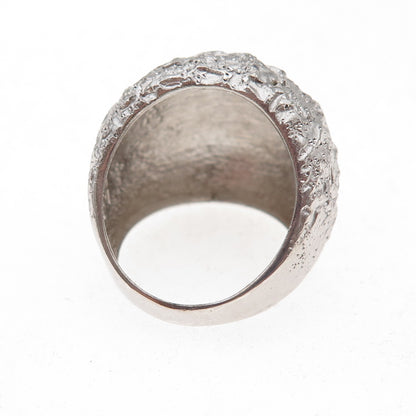 925 Sterling Silver Vintage Italy Modernist Dome Ring Size 7