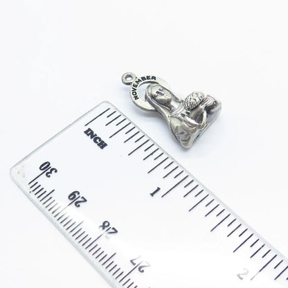 925 Sterling Silver Vintage Creed St. Mary Miraculous Religious Pendant