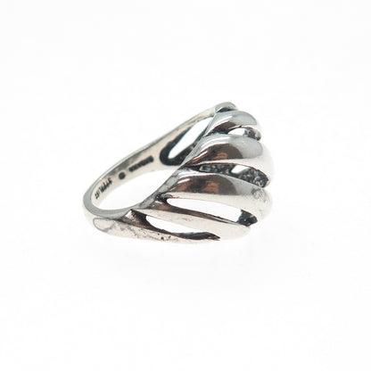 KABANA 925 Sterling Silver Vintage Modernist Ribbed Oxidized Ring Size 8