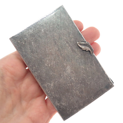800 Silver Antique Art Deco Italy Floral Leaf Oxidized Cigarette / Card Case