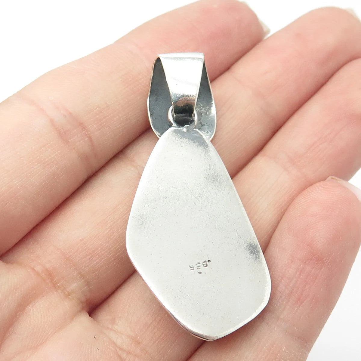 925 Sterling Silver Vintage Real Larimar Gem Amulet Pendant