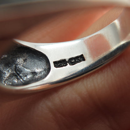 SIDNEY EVAN 925 Sterling Silver Vintage Modernist Oxidized Ring Size 7.75