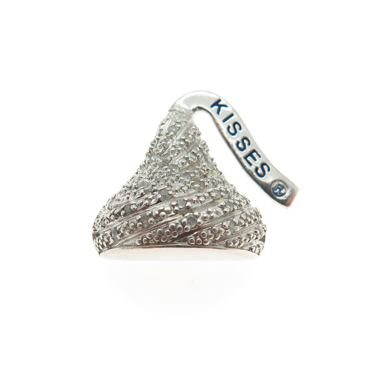 925 Sterling Silver Enamel Real Round-Cut Diamond Hershey's Kisses Pendant