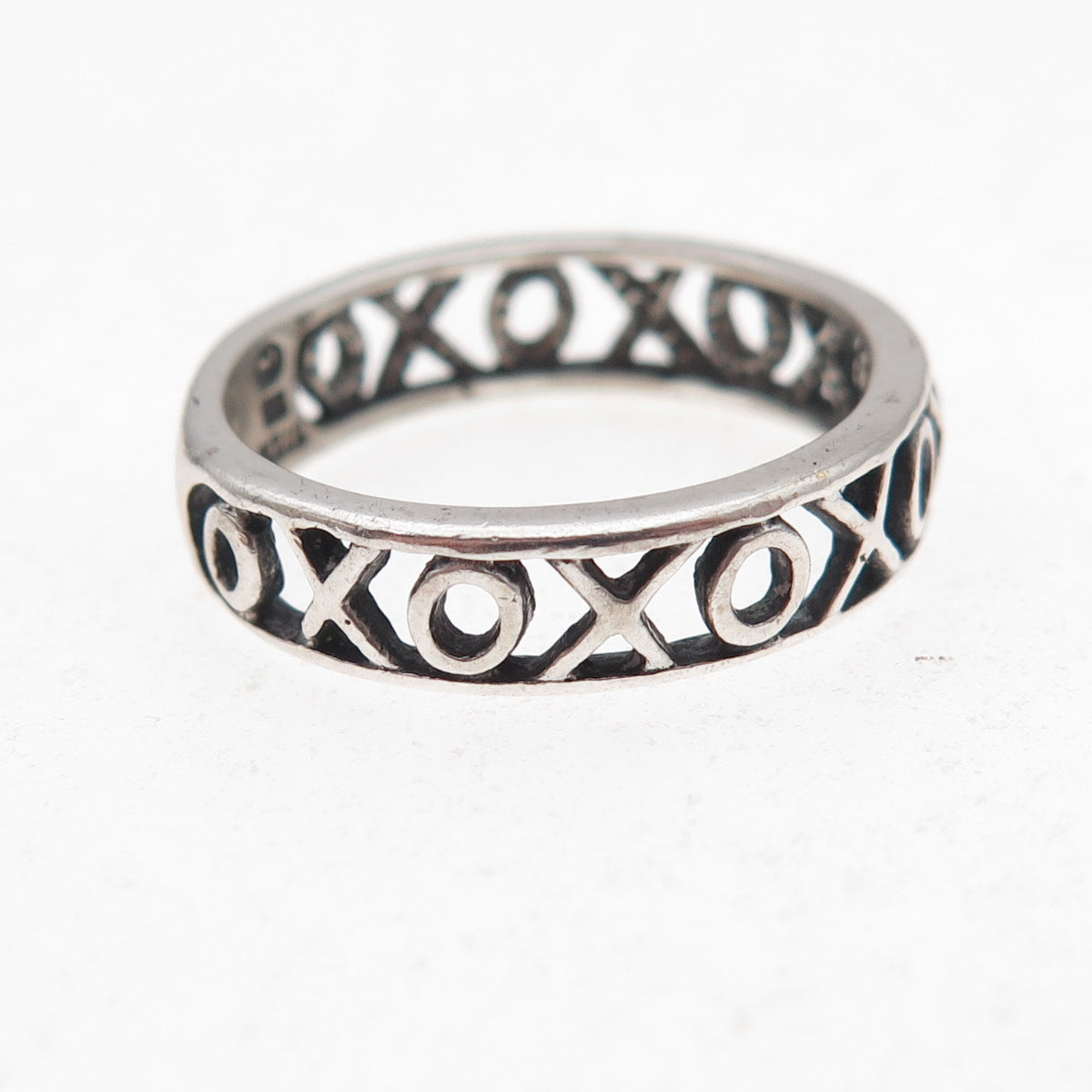 Wheeler Mfg 925 Sterling Silver Vintage XO Hugs & Kisses Oxidized Ring Size 9