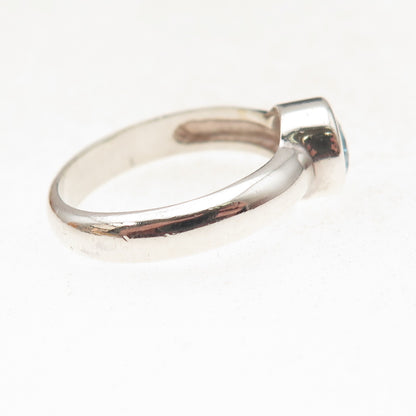 Boma 925 Sterling Silver Vintage Real Blue Topaz Oxidized Ring Size 8