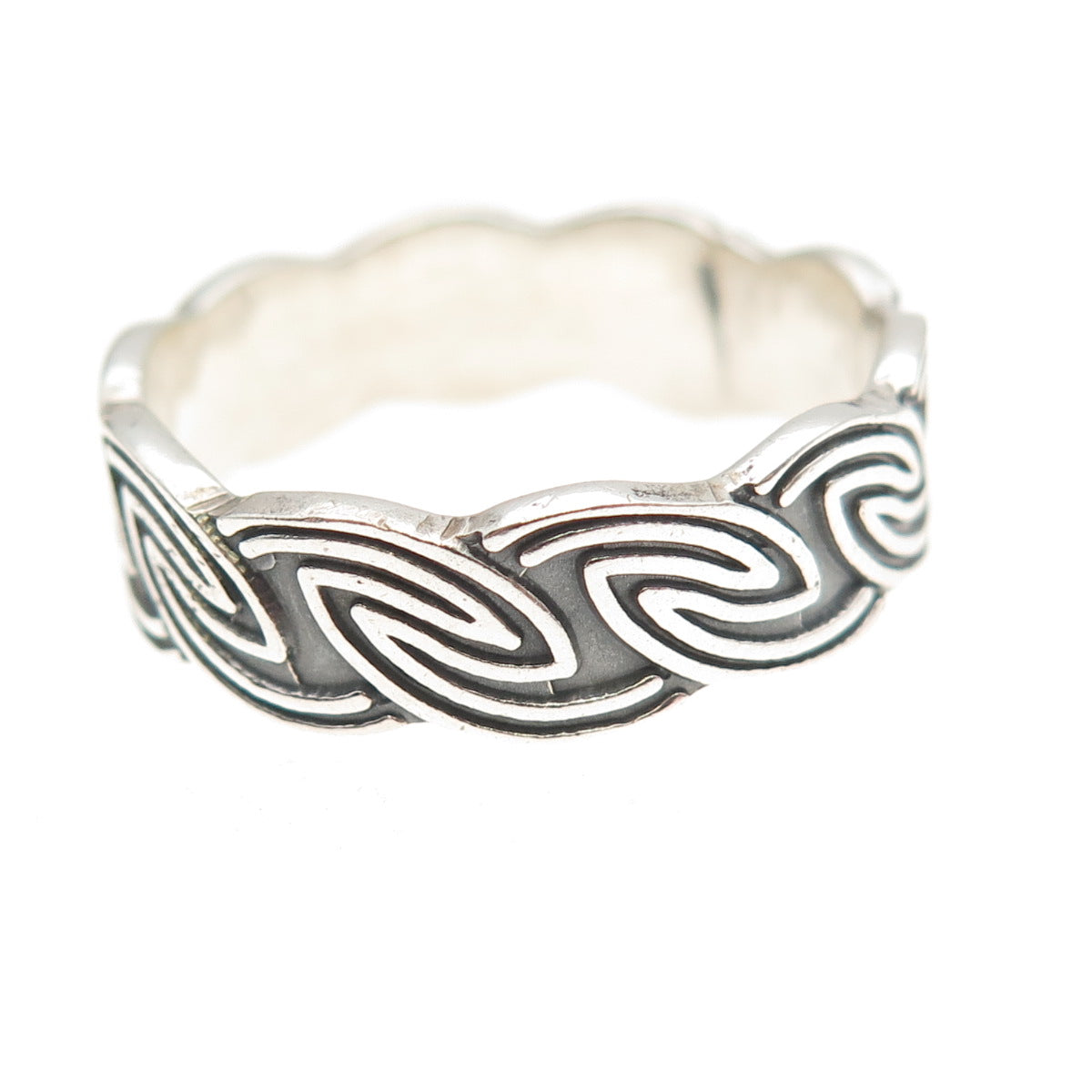925 Sterling Silver Vintage Celtic Oxidized Band Ring Size 12