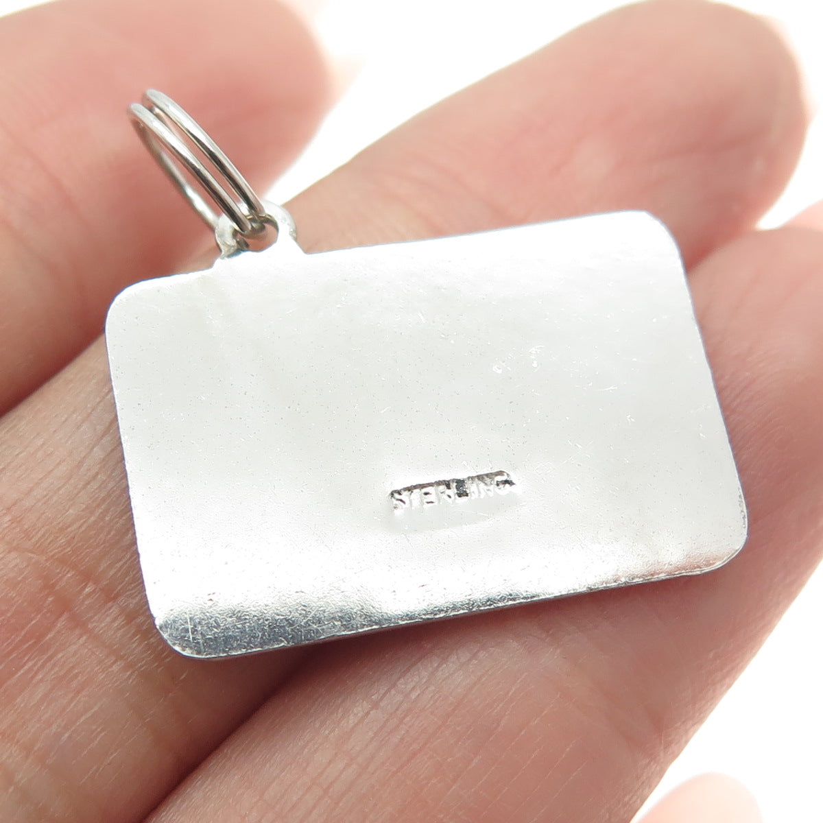 925 Sterling Silver Vintage Enamel Classroom Blackboard Family Sketch Pendant