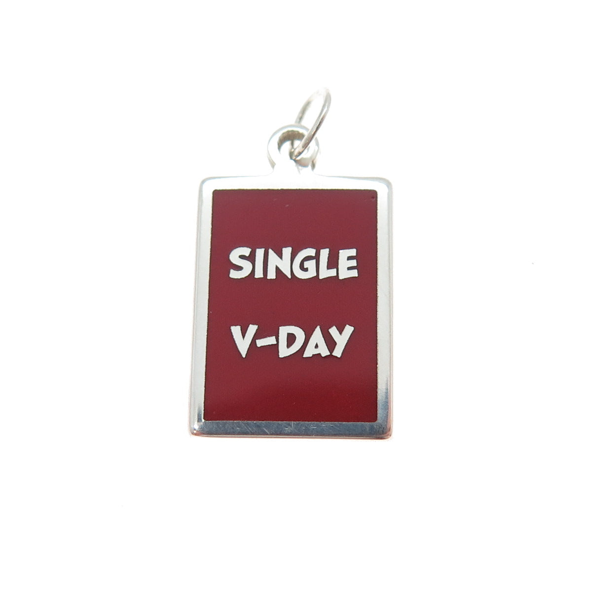 925 Sterling Silver Red Enamel Single V-Day Minimalist Charm Pendant