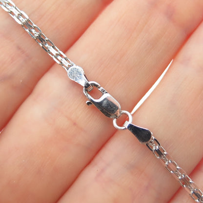 925 Sterling Silver Real Diamond Twisted Bar Bismark Chain Necklace 18"