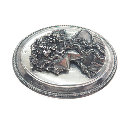 HENRYK WINOGRAD Sterling Silver Antique Lady Oxidized Pin Pendant (missing pin)