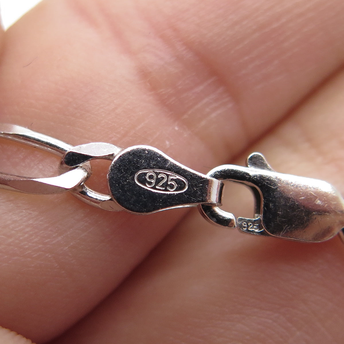 925 Sterling Silver Italy Figaro Chain Necklace 16"