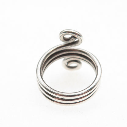 925 Sterling Silver Vintage Modernist Spiral Oxidized Ring Size 8