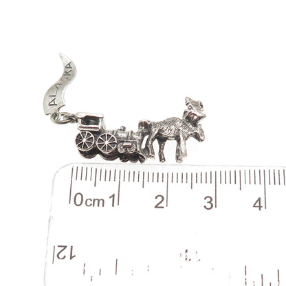 Pacific Jewelry 925 Sterling Vintage Steam Locomotive Train Moose Alaska Pendant