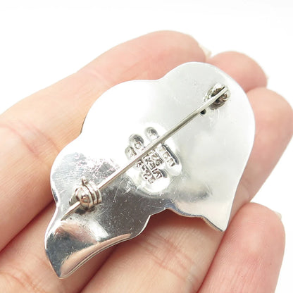 925 Sterling Silver 2-Tone Vintage Mexico Ribbed Pin Brooch