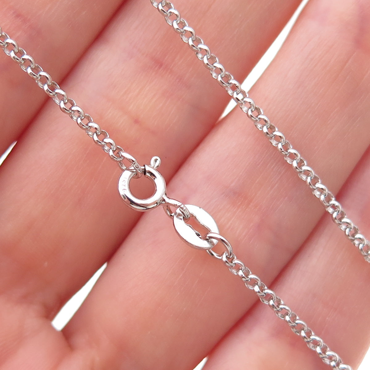925 Sterling Silver Italy Rolo Chain Necklace 18"