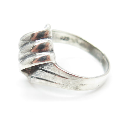 925 Sterling Silver Vintage Ribbed Ring Size 7