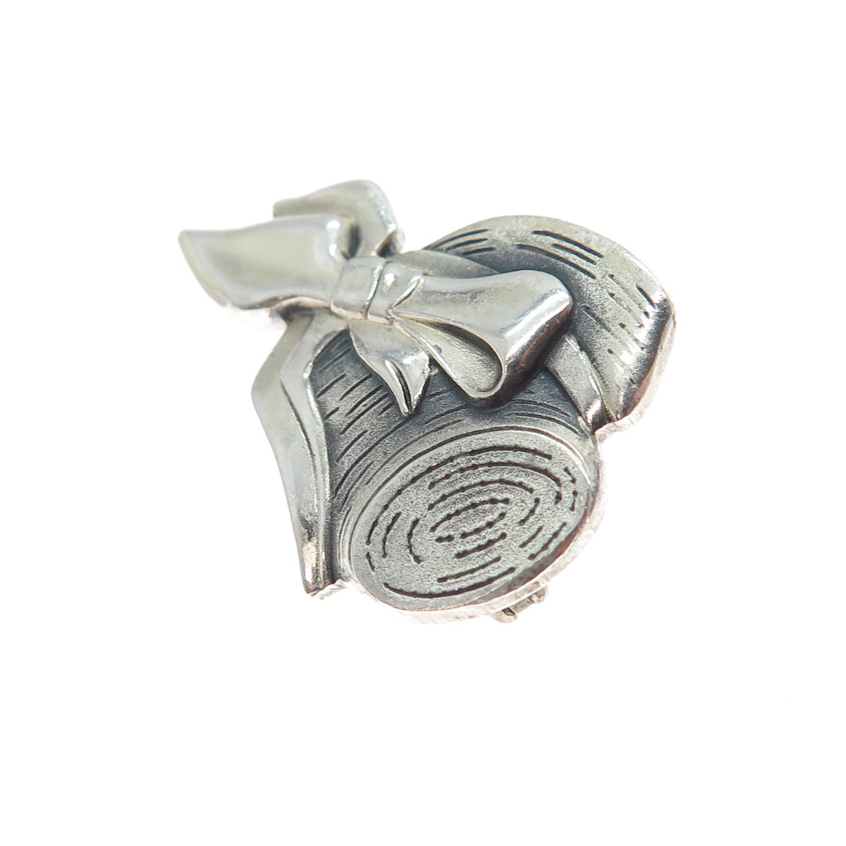 LGB BALFOUR 925 Sterling Silver Vintage Hat w/ Bow Oxidized Pin Brooch