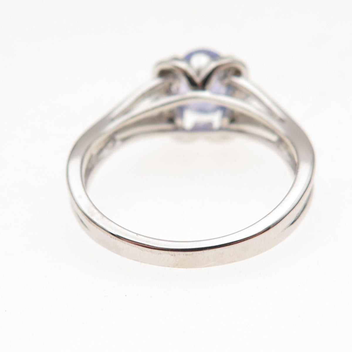 925 Sterling Silver Real Diamond & Tanzanite Floral Ring Size 8.25