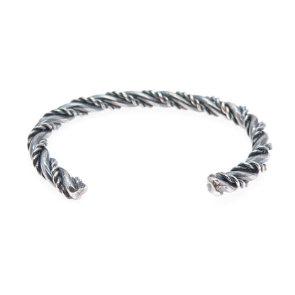 925 Sterling Silver Vintage Modernist Twisted Oxidized Adjustable Bracelet 6.25"