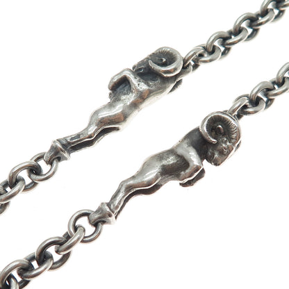 Theo Fennell Sterling Silver Vintage London Aries Zodiac Oxidized Necklace 40"