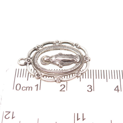925 Sterling Silver Antique Art Deco St. Mary Miraculous Oxidized Charm Pendant