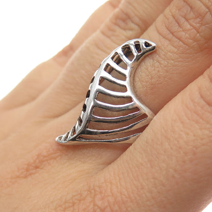 925 Sterling Silver Vintage Modernist Oxidized Ring Size 10.25