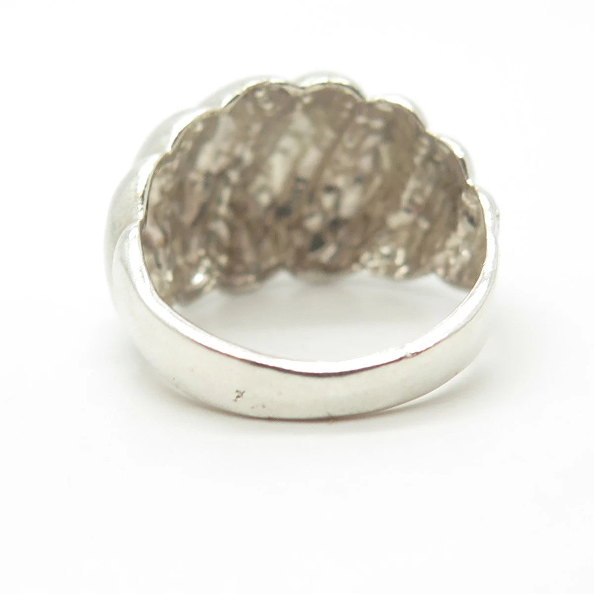 925 Sterling Silver Vintage Ribbed Cocktail Ring Size 6.25