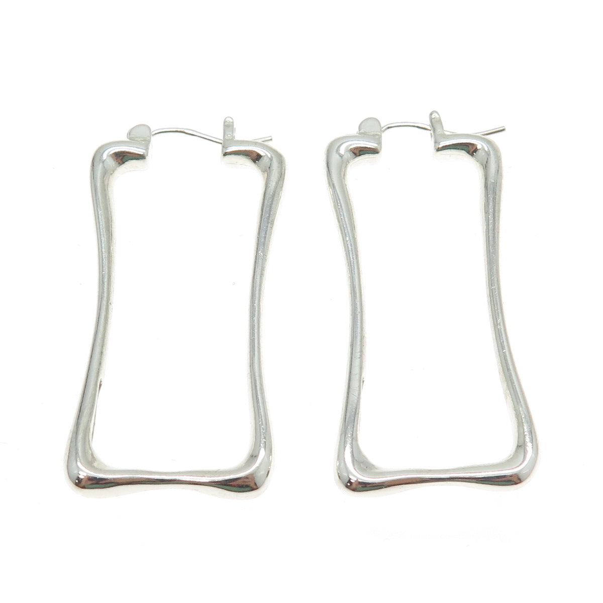 925 Sterling Silver Vintage Modernist Hinged Earrings