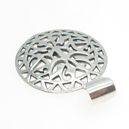 950 Silver Vintage Tribal Ornate Round Pendant