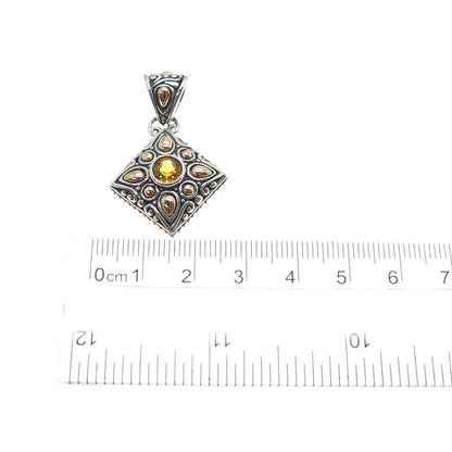 SAMUEL BENHAM BJC 925 Sterling Silver 18K Gold Vintage Real Citrine Pendant