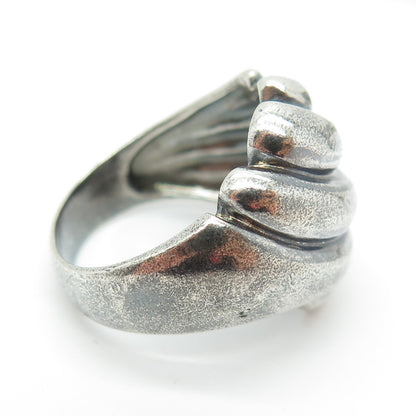 CHAPAL ZENRAY 925 Sterling Silver Vintage Modernist Oxidized Ring Size 9.75
