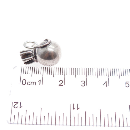 925 Sterling Silver Vintage Coin Bag Oxidized Minimalist 3D Charm Pendant