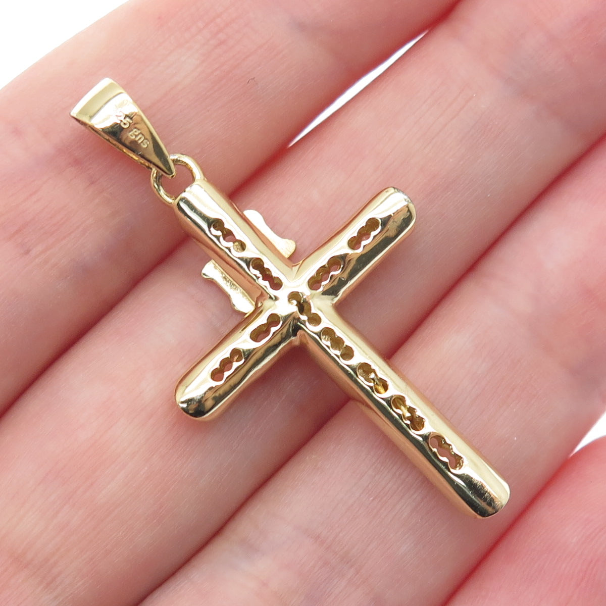 925 Sterling Silver Gold Plated Crucifix Cross Religious Pendant