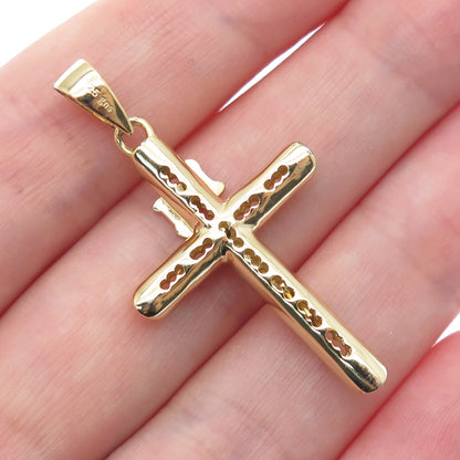 925 Sterling Silver Gold Plated Crucifix Cross Religious Pendant