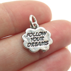 SUNDANCER 925 Sterling Silver Vintage "Follow Your Dreams" Minimalist Pendant