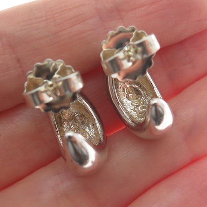 RALPH LAUREN 925 Sterling Silver Vintage Modernist Oxidized Hoop Earrings