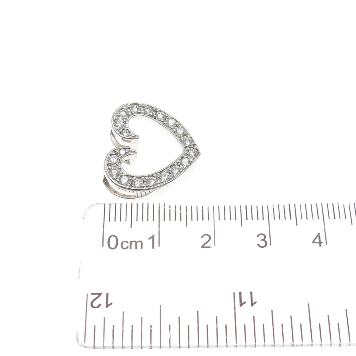 ROSS SIMONS 925 Sterling Silver Round-Cut Shaped C Z Open Heart Slide Pendant
