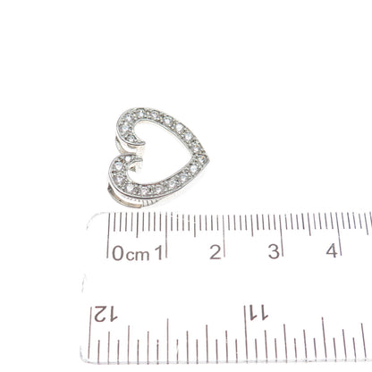 ROSS SIMONS 925 Sterling Silver Round-Cut Shaped C Z Open Heart Slide Pendant