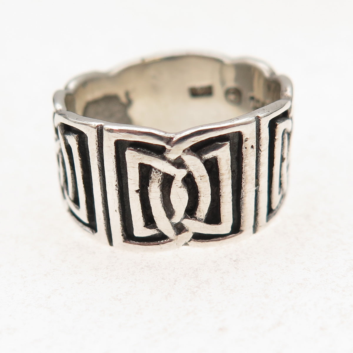 Peter Stone 925 Sterling Silver Vintage Celtic Knot Oxidized Ring Size 7.75