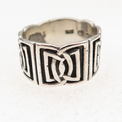 Peter Stone 925 Sterling Silver Vintage Celtic Knot Oxidized Ring Size 7.75