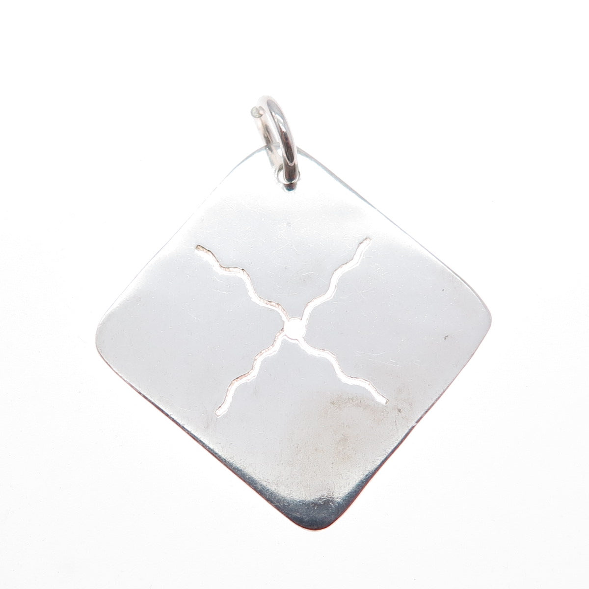 925 Sterling Silver Vintage Modernist X Symbol Charm Pendant