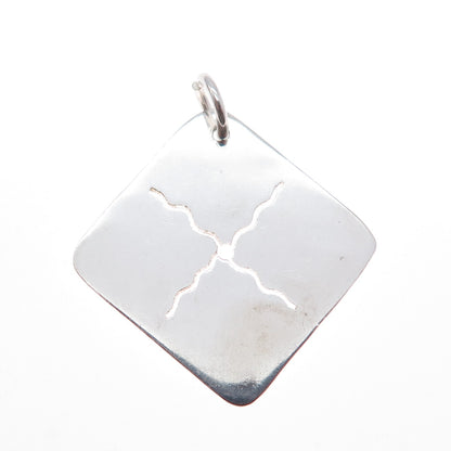 925 Sterling Silver Vintage Modernist X Symbol Charm Pendant