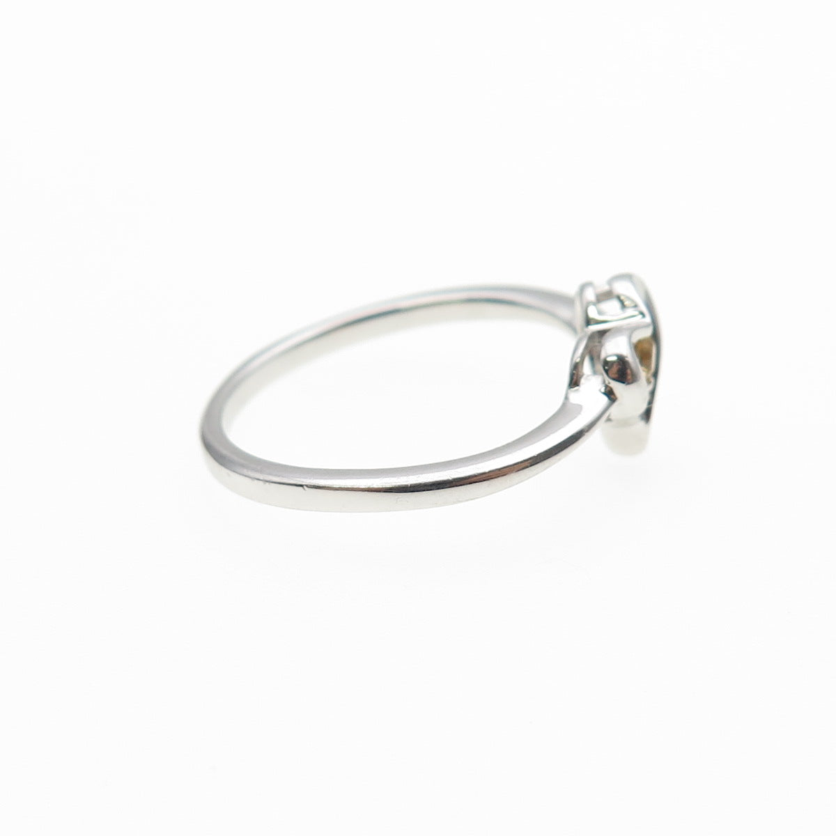 925 Sterling Silver Real Round-Cut Citrine Heart Ring Size 6.75