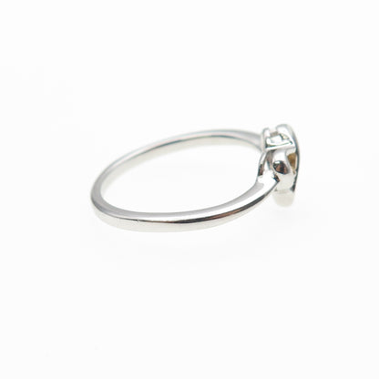 925 Sterling Silver Real Round-Cut Citrine Heart Ring Size 6.75