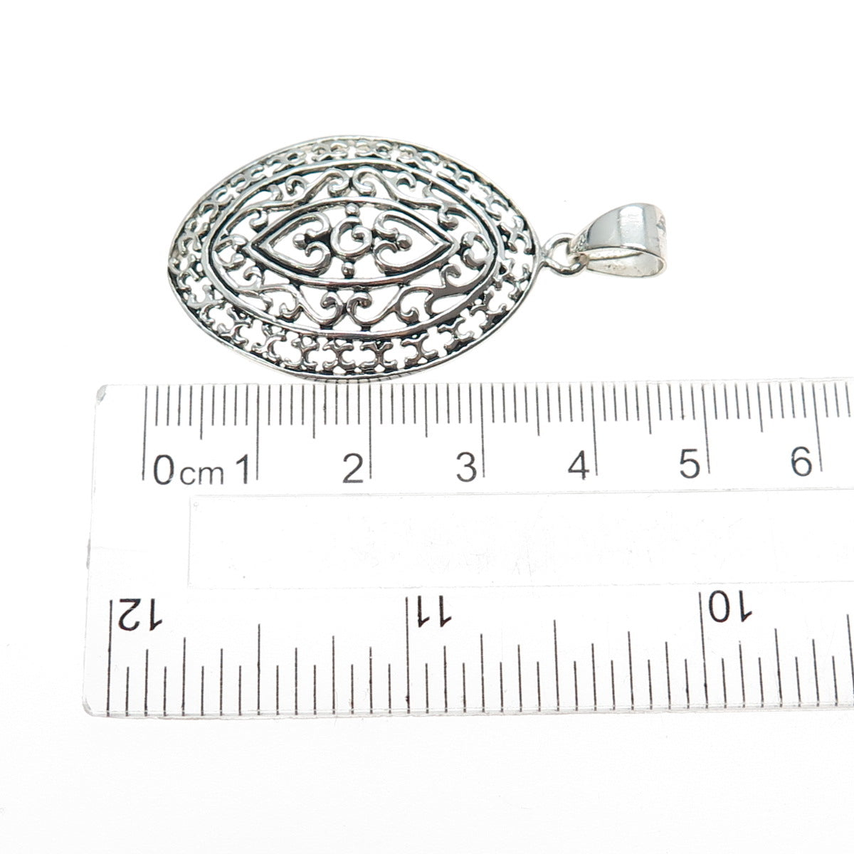 925 Sterling Silver Vintage Ornate Heart Charm Pendant