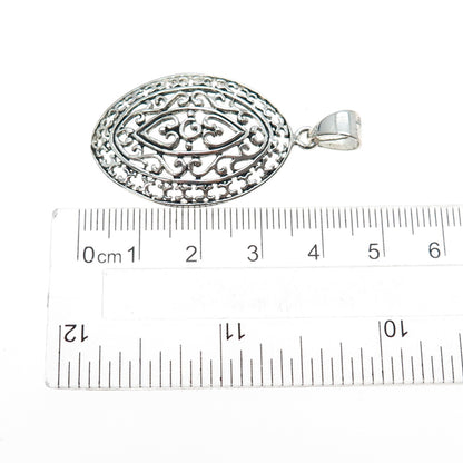 925 Sterling Silver Vintage Ornate Heart Charm Pendant
