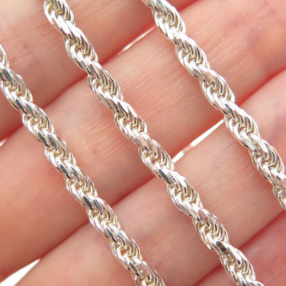 925 Sterling Silver Vintage Italy Twisted Rope Chain Necklace 18"