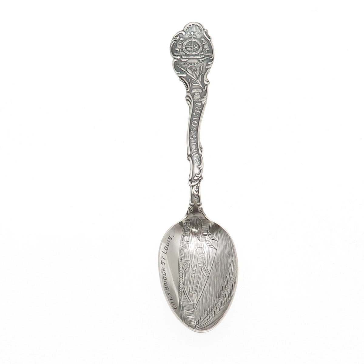 Shepard 925 Sterling Silver Antique Art Deco Missouri State Coffee Spoon