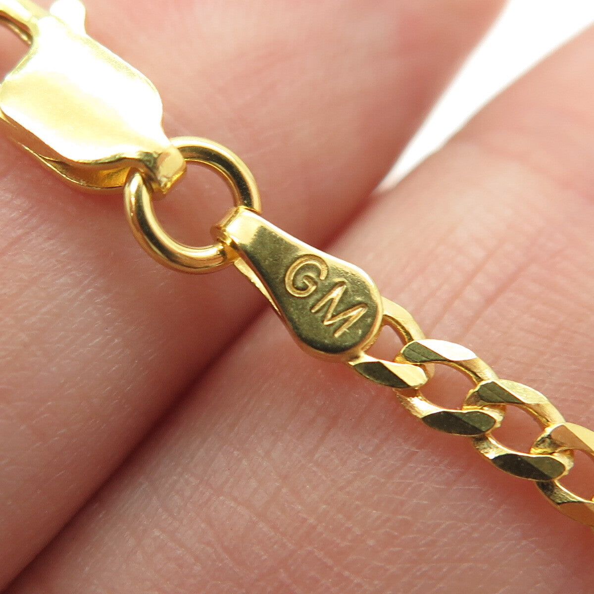 P. LUX 925 Sterling Silver Gold Plated Italy Curb Link Bracelet 8.25"