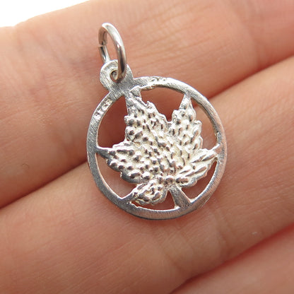 925 Sterling Silver Vintage EVP Maple Leaf Minimalist Charm Pendant